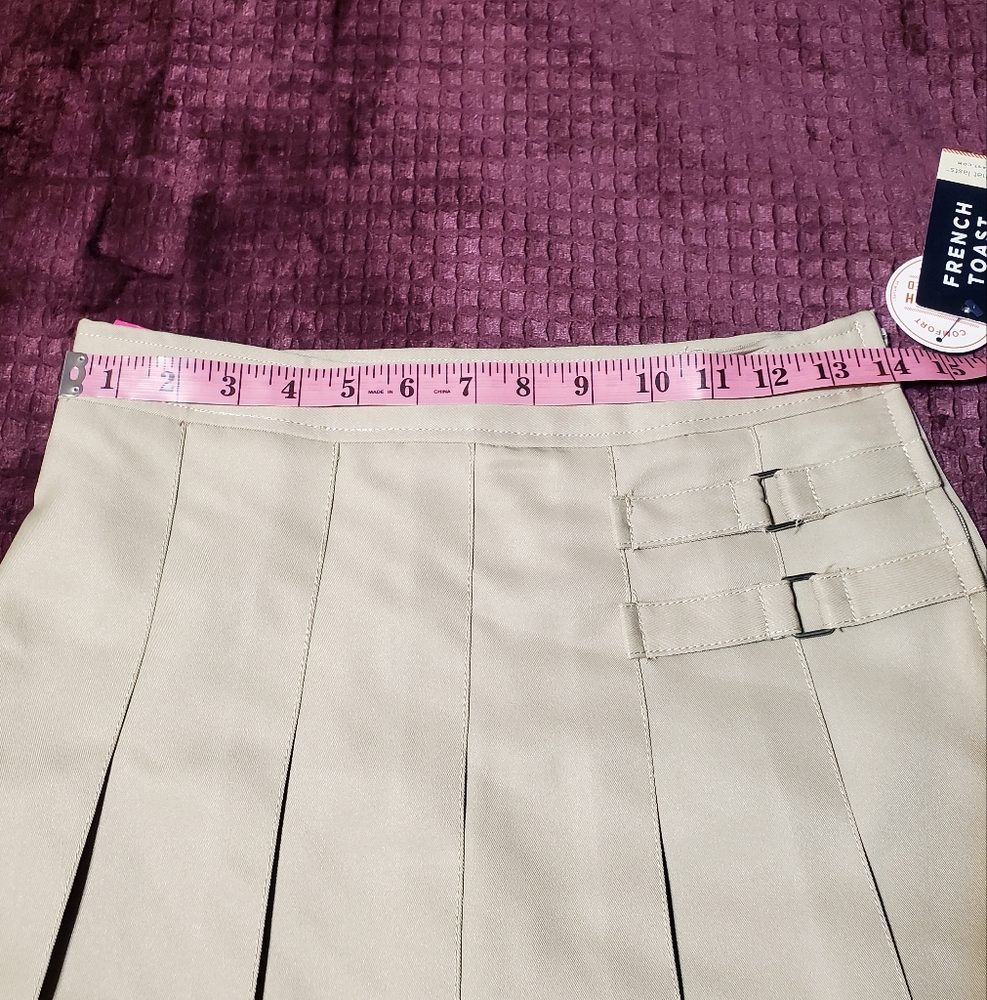French Toast Girl's Khaki Uniform Pleated Scooter Skirt Adjustable Waist Size12 - Picture 4 of 8